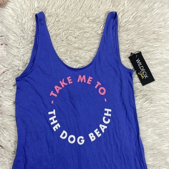 NWT WILDFOX Sun Dog Beach Poolside Baja Blue Cover Up Tunic Dress - Picture 5 of 9